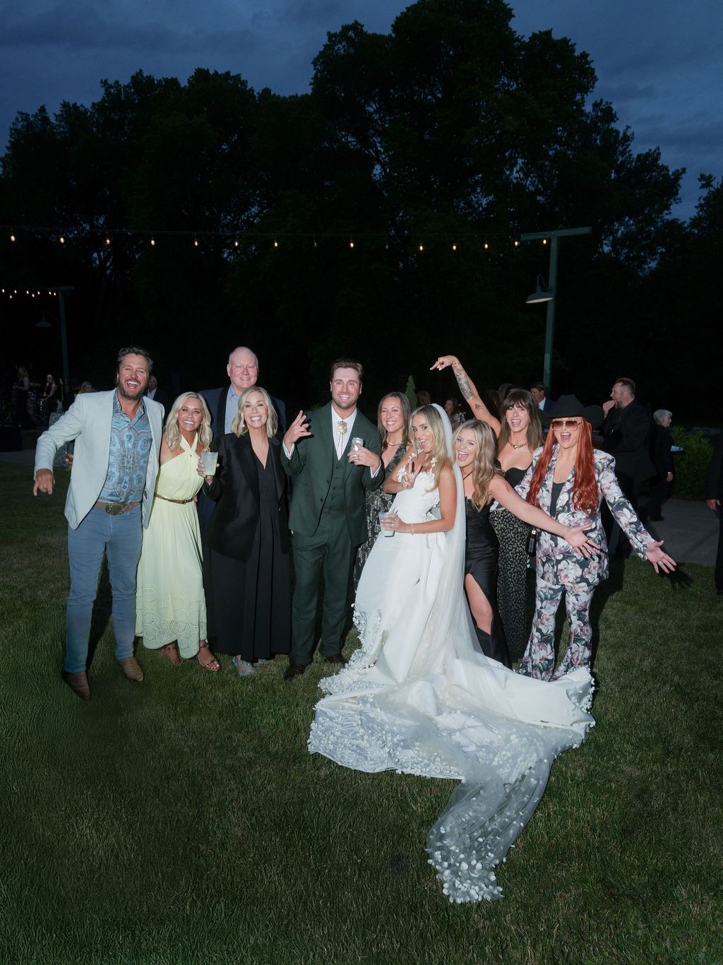 Image may contain Luke Bryan Wynonna Judd Lauren Alaina Mike Duffy Felissa Rose Nancy Cordes Clothing and Dress