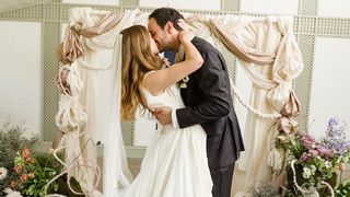 Image may contain Adult Person Wedding Plant Potted Plant Kissing and Romantic