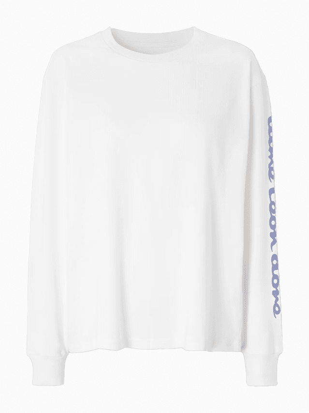 Image may contain Clothing Long Sleeve Sleeve Knitwear Sweater and Sweatshirt